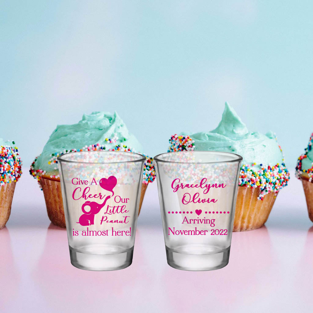 Little peanut- elephant baby shower shot glasses