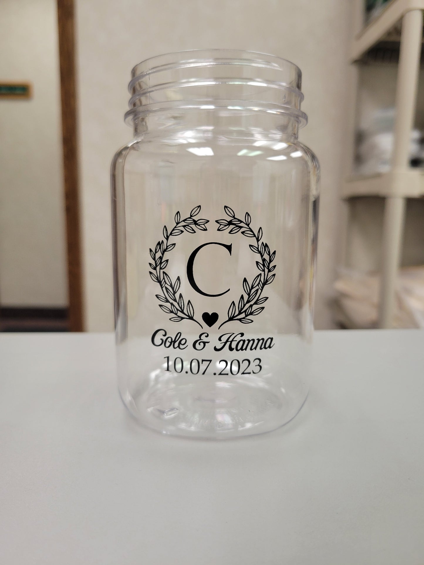 24oz PLASTIC Monogram Mason Jar