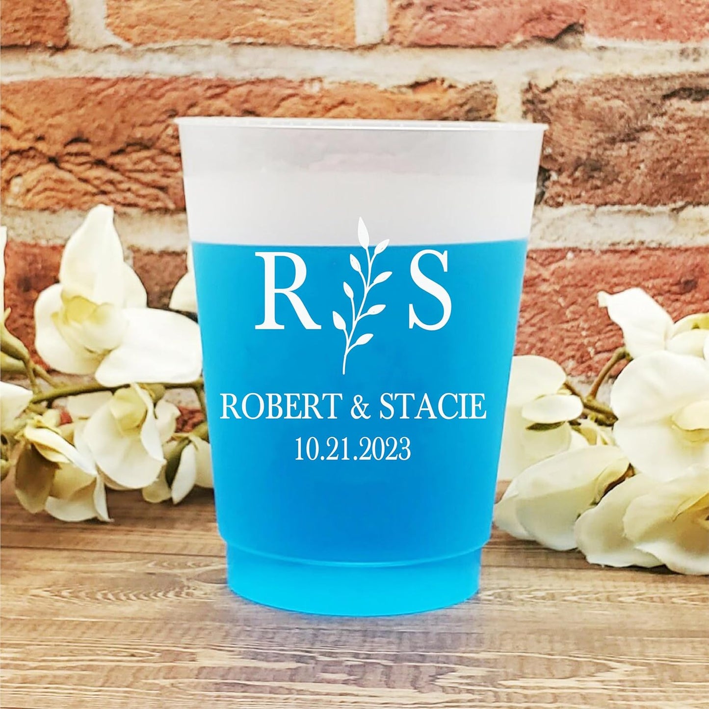 Initials and Vine Frosted Flex cups