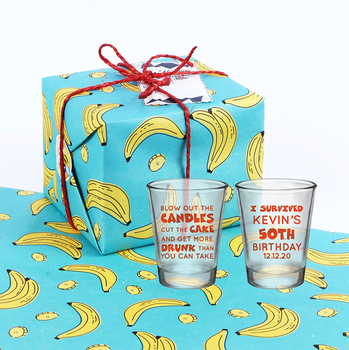 Funny 50th birthday shot glasses (customized for any age)