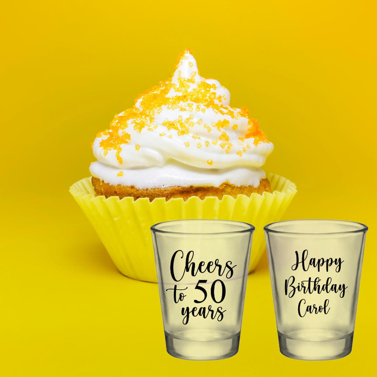Elegant 50th birthday shot glasses (customized for any age)