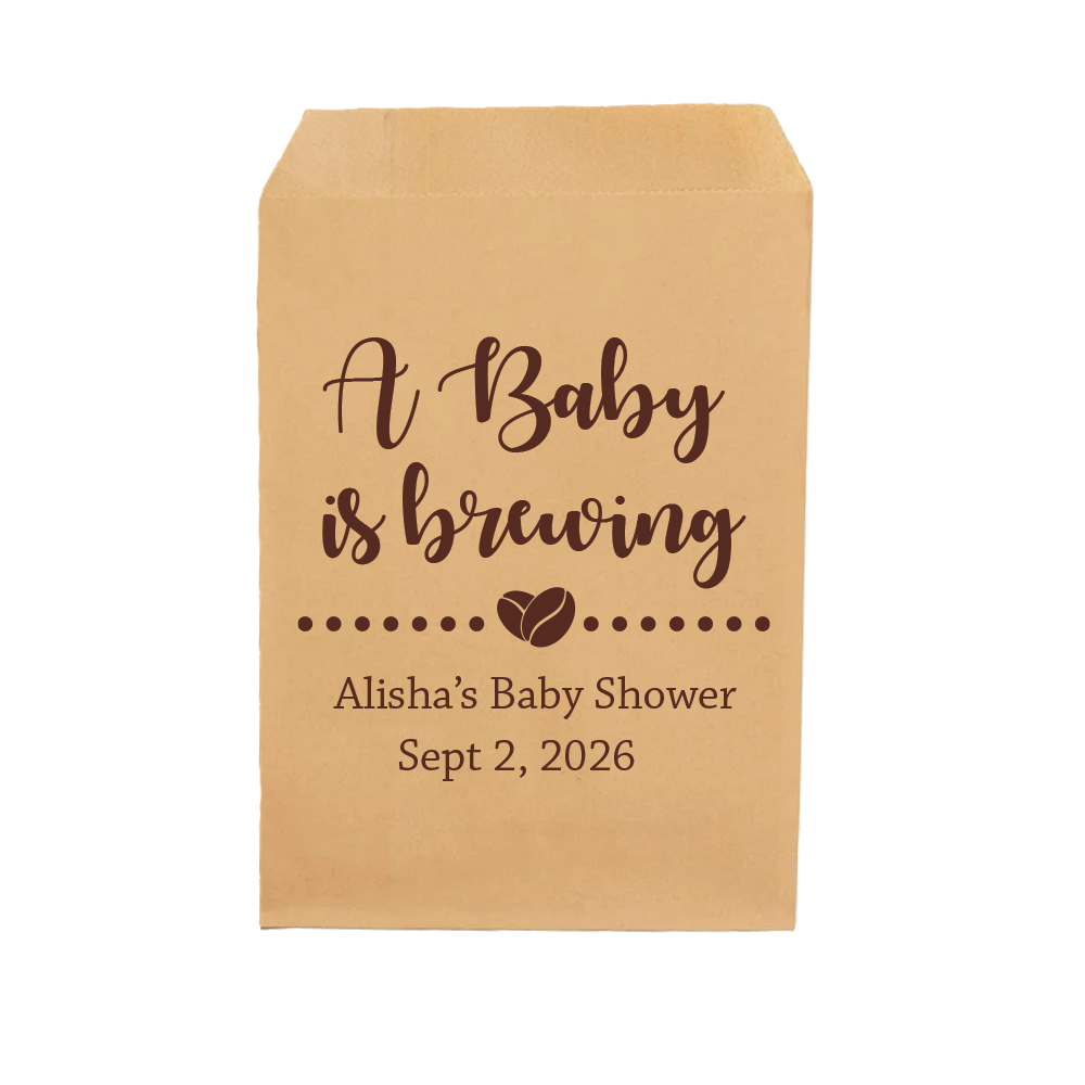 A baby is brewing- baby shower treat bags