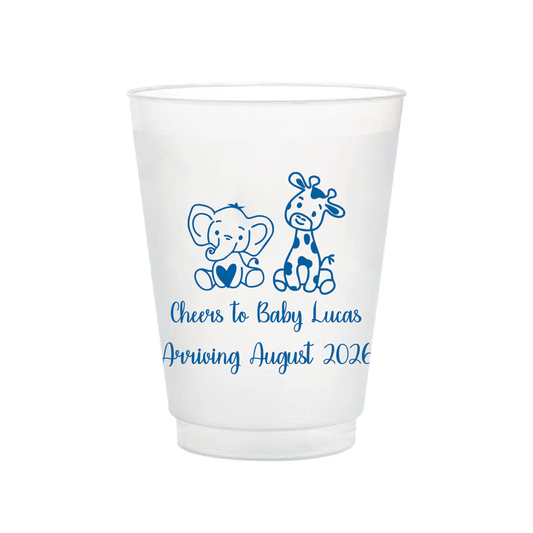 Elephant and Giraffe Baby Shower Frosted Flex Cups
