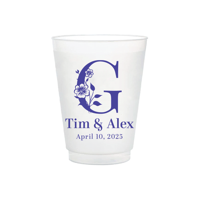 Floral Monogram Wedding Frosted Flex Cups