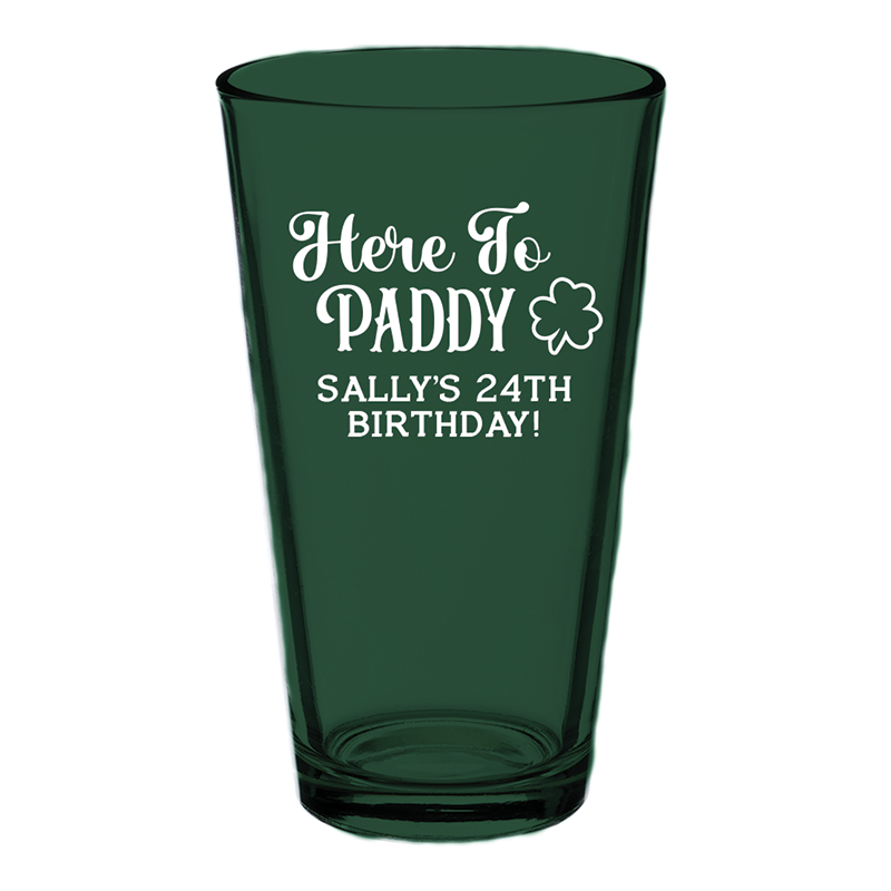 Here to Paddy PLASTIC Pint Glasses