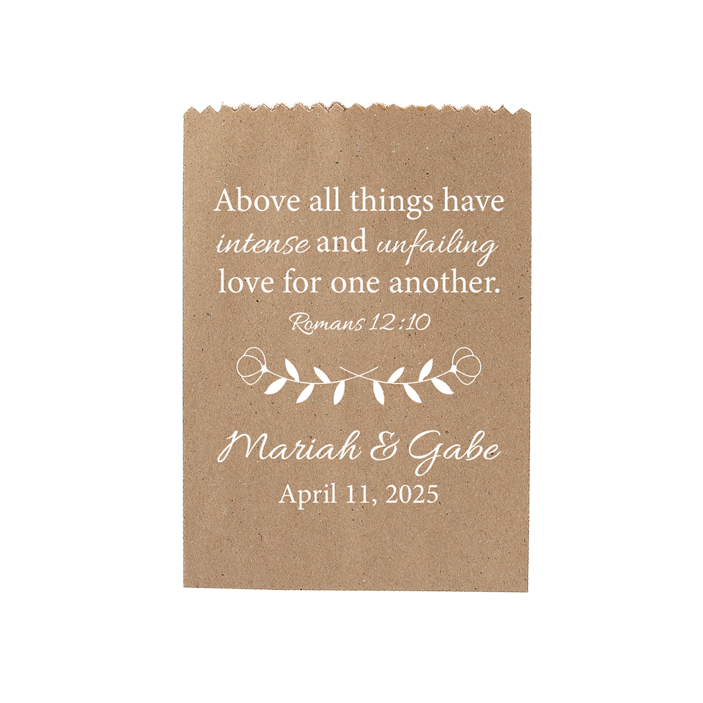 Above all things Christian Wedding Treat Bags