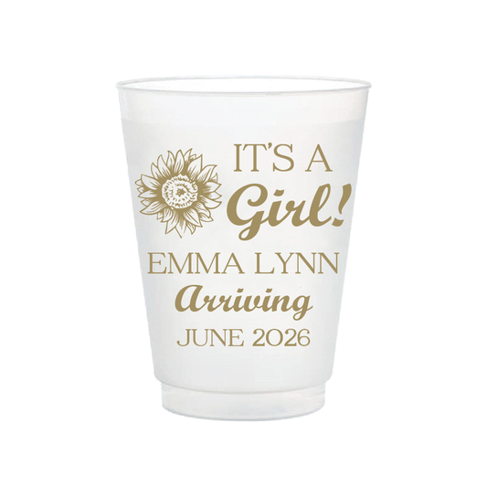 Sunflower It's a Girl! Baby Shower Frosted Flex Cups
