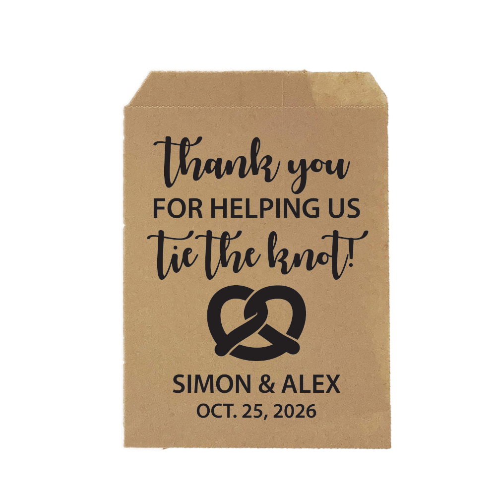 Thank You for Helping us Tie the Knot! wedding pretzel treat bags