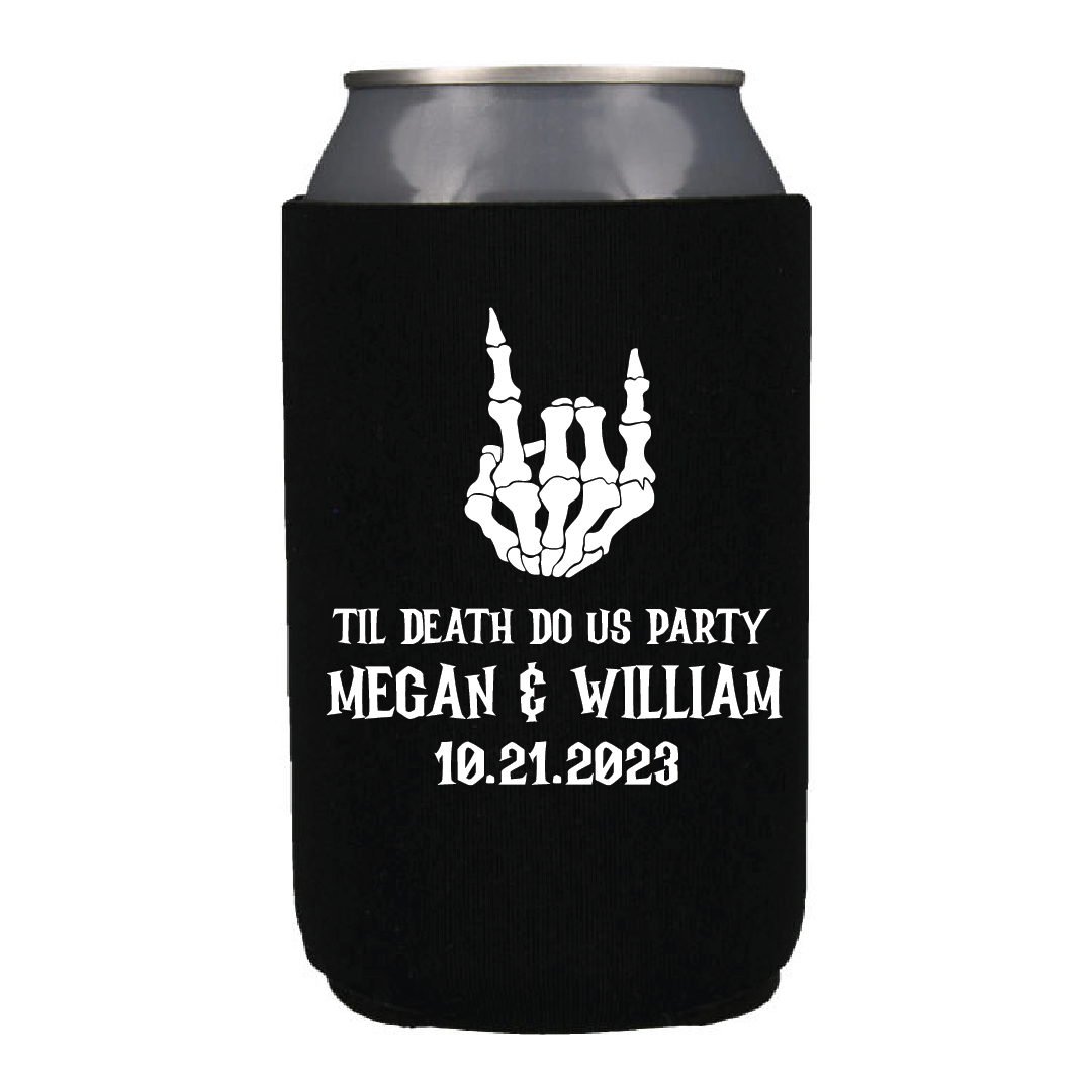 Til Death Do Us Party Skeleton Wedding Can Coolers