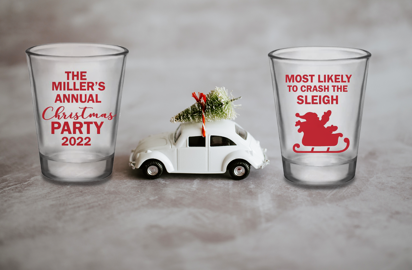 Funny Crash the Sleigh Christmas Shot Glasses