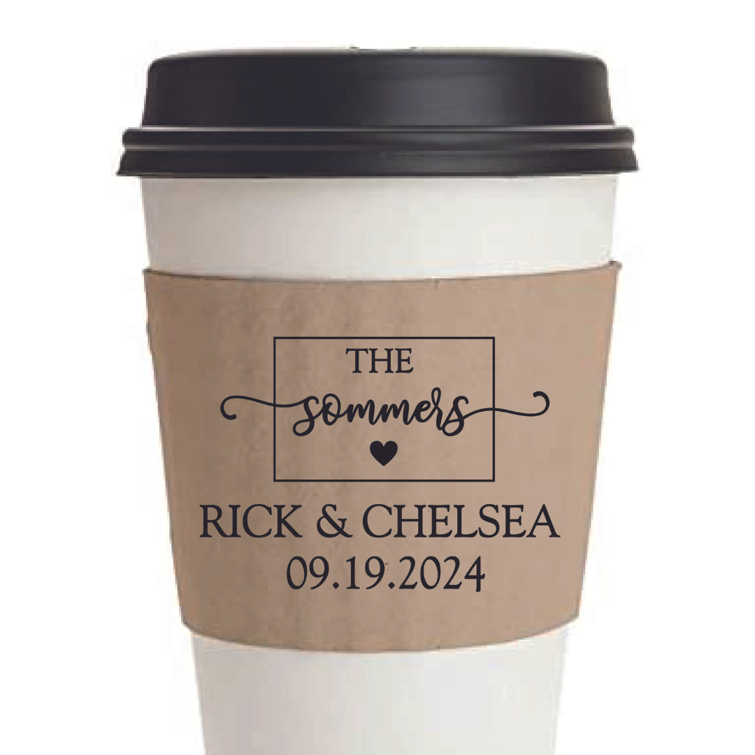 Personalized wedding coffee sleeves - Last Name Script