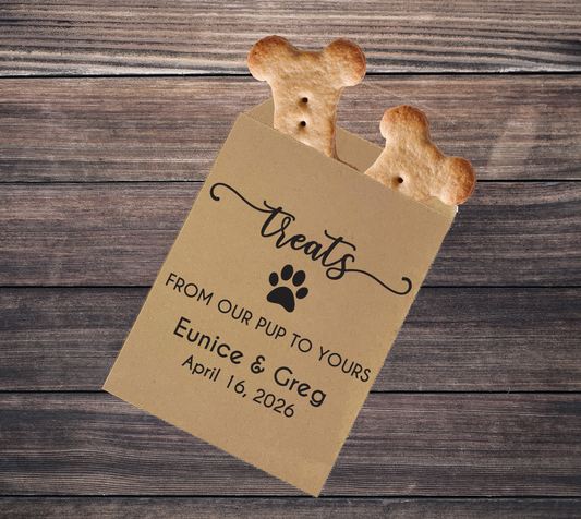 Bolsas de regalo de boda con golosinas para perros