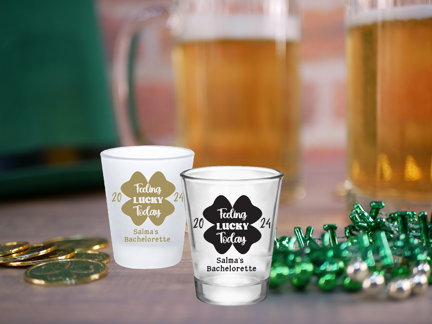 Feeling Lucky Today Shot Glasses for Weddings, Birthdays, Bachelor/Bachelorette Parties