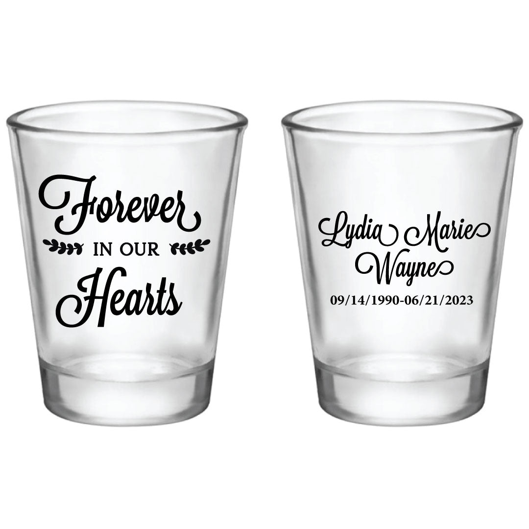 Por siempre en nuestros corazones: vasos de chupito conmemorativos