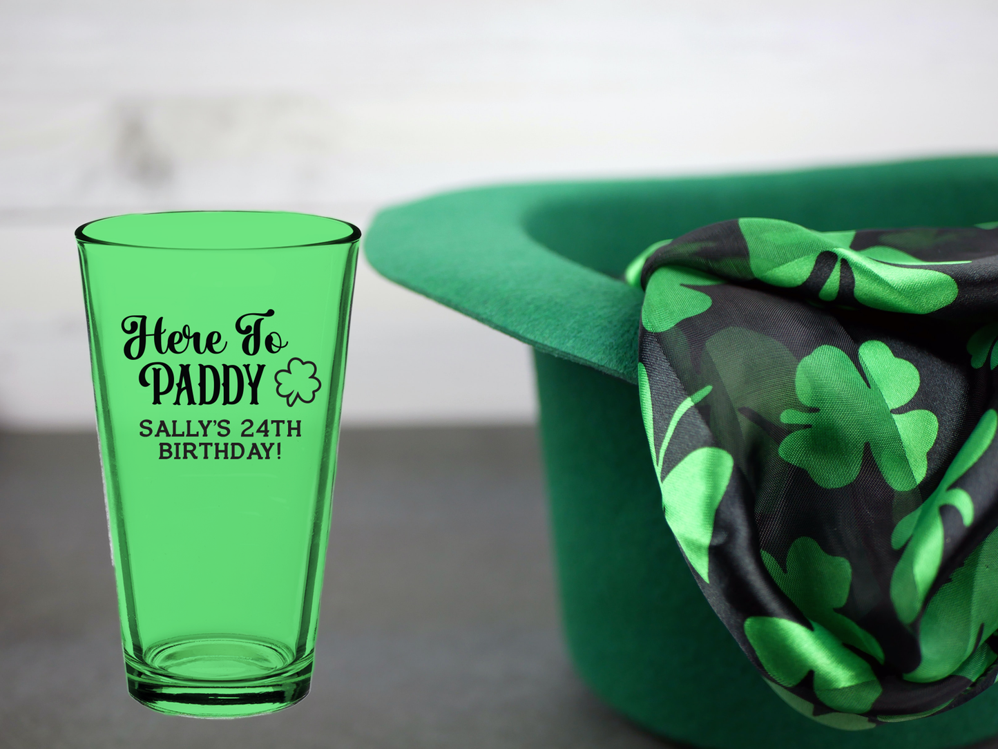 Here to Paddy PLASTIC Pint Glasses