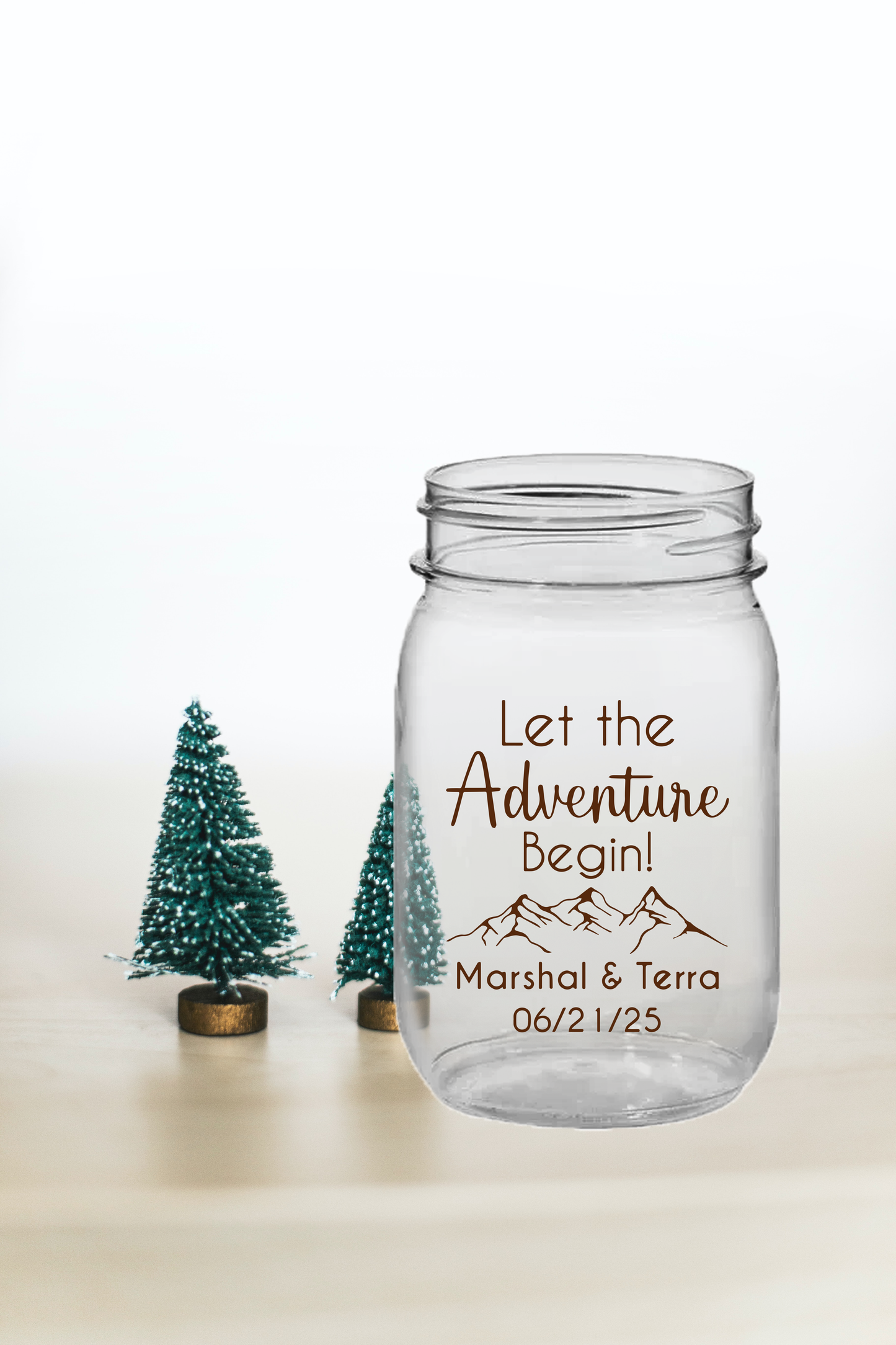 Let the Adventure Begin PLASTIC Mason Jar