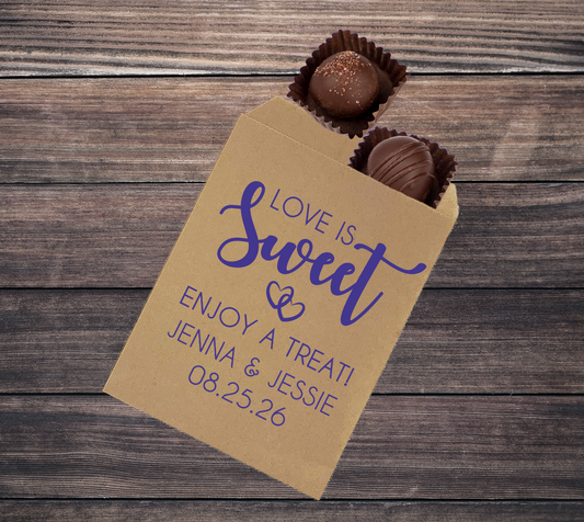 Bolsas de galletas para bodas: el amor es dulce, disfruta de un capricho