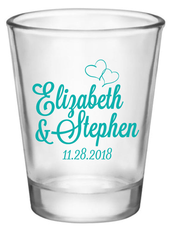 Monogram Wedding Shot Glass - Hearts