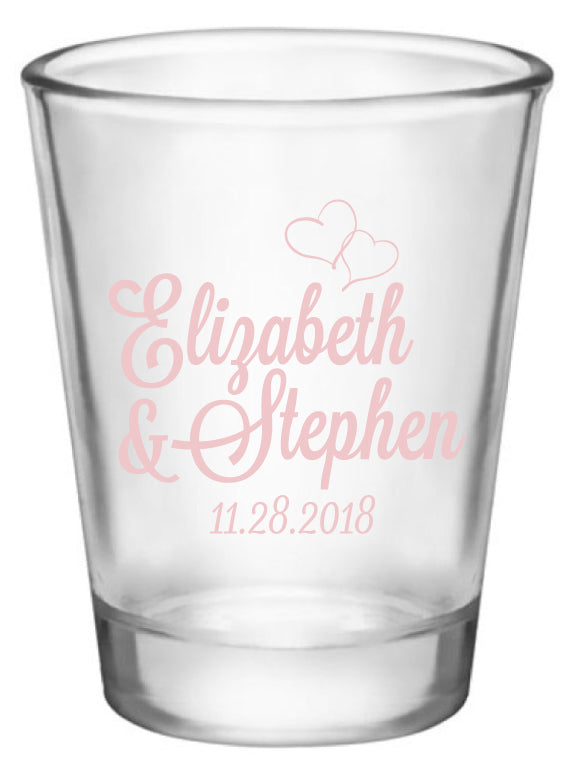Monogram Wedding Shot Glass - Hearts