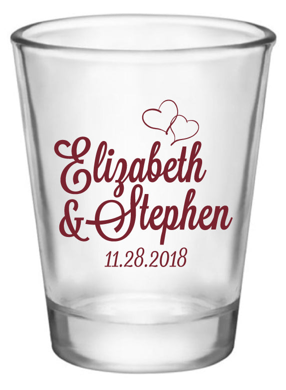 Monogram Wedding Shot Glass - Hearts