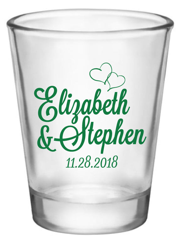 Monogram Wedding Shot Glass - Hearts
