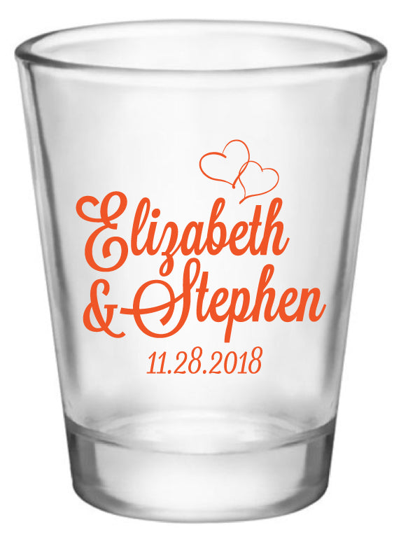 Monogram Wedding Shot Glass - Hearts
