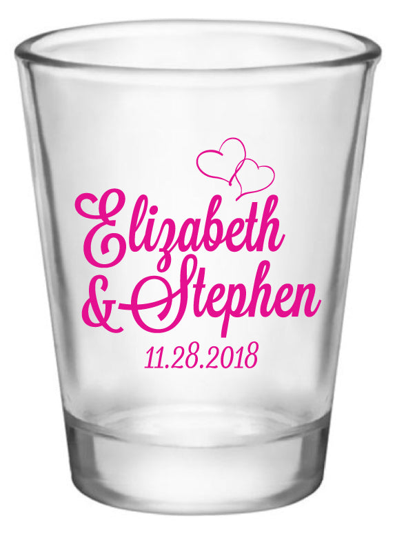 Monogram Wedding Shot Glass - Hearts