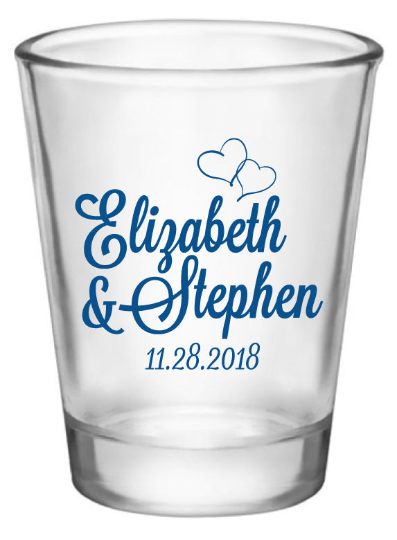 Monogram Wedding Shot Glass - Hearts