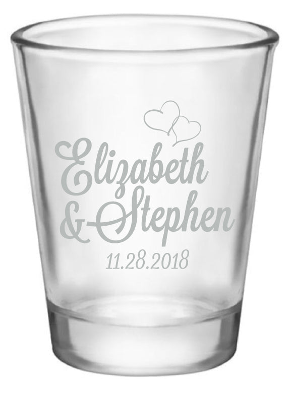 Monogram Wedding Shot Glass - Hearts