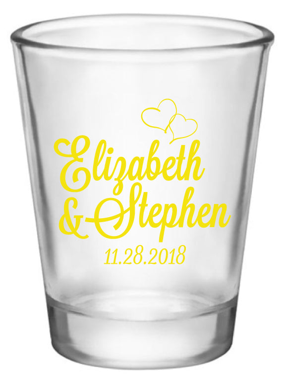 Monogram Wedding Shot Glass - Hearts
