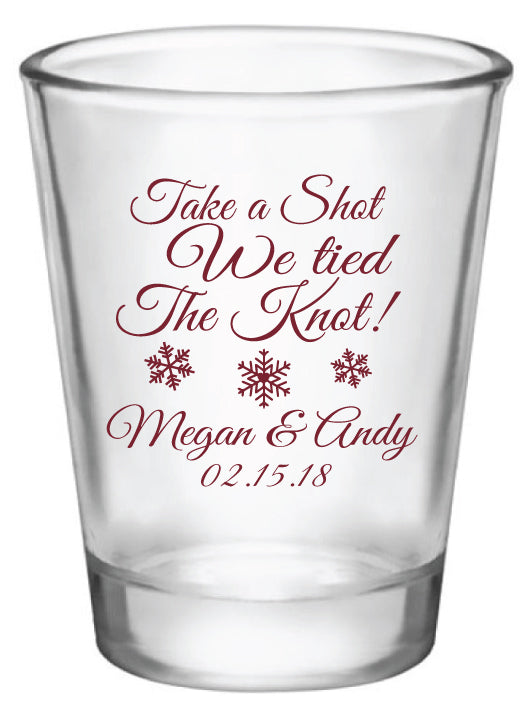 Take a Shot We Ties the Knot - Winter Wedding Shot Glasses