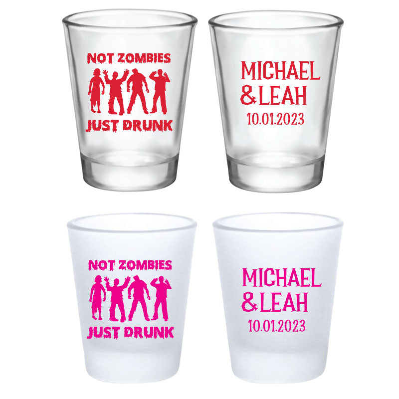 Spooky Wedding Shot Glasses- Not zombies just drunk