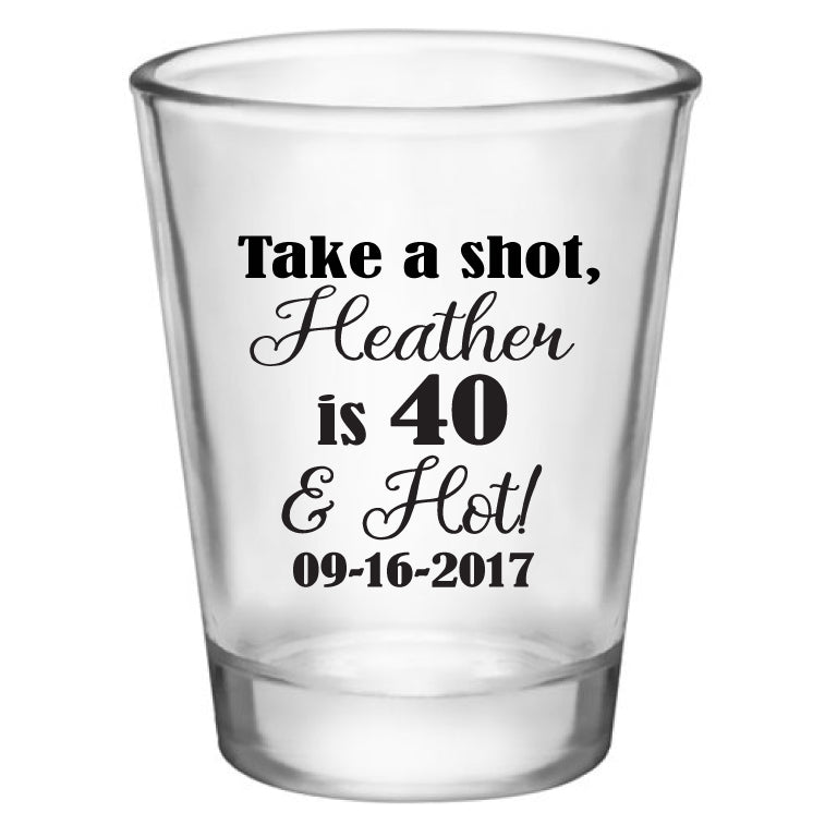 personalized birthday shot glasses, customized for any age birthday, personalized party favors