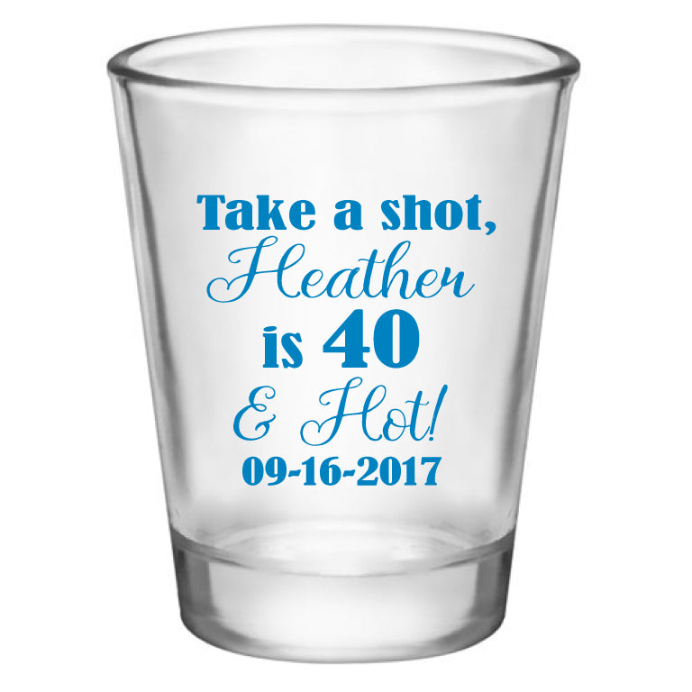 personalized birthday shot glasses, customized for any age birthday, personalized party favors