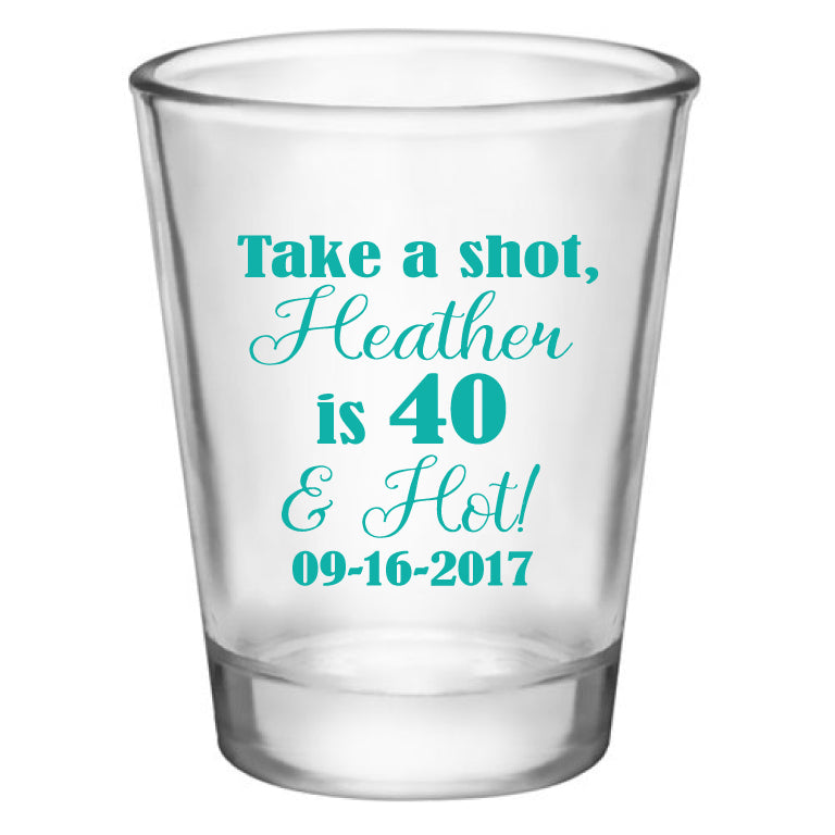 personalized birthday shot glasses, customized for any age birthday, personalized party favors