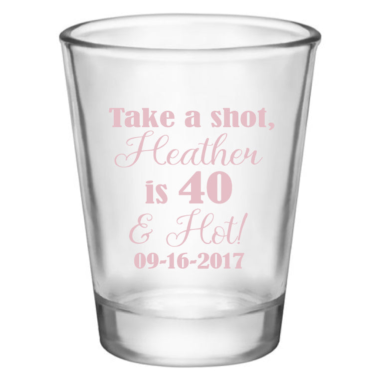personalized birthday shot glasses, customized for any age birthday, personalized party favors