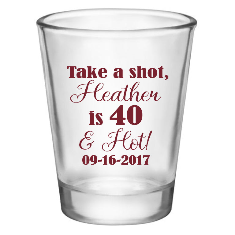 personalized birthday shot glasses, customized for any age birthday, personalized party favors