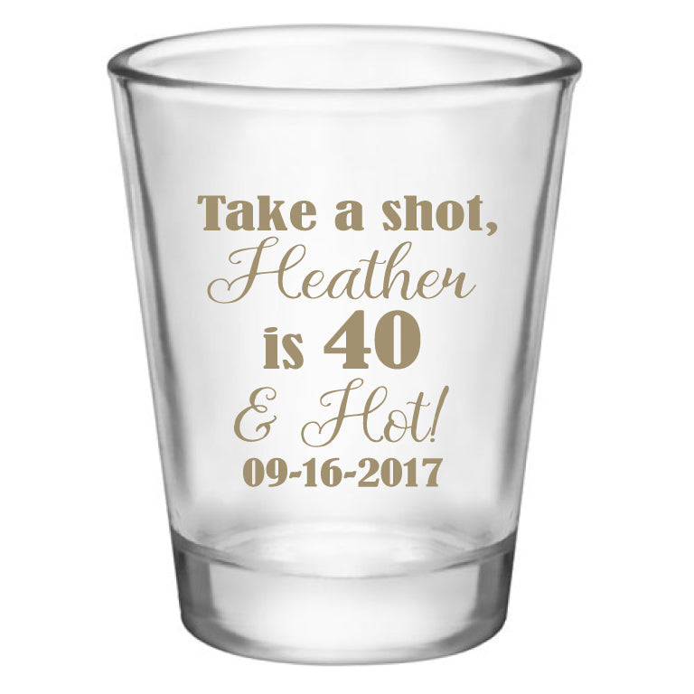 personalized birthday shot glasses, customized for any age birthday, personalized party favors