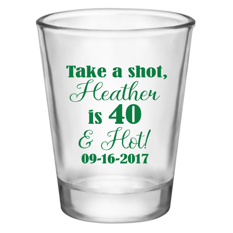 personalized birthday shot glasses, customized for any age birthday, personalized party favors