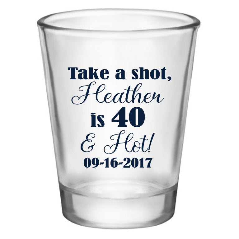 personalized birthday shot glasses, customized for any age birthday, personalized party favors