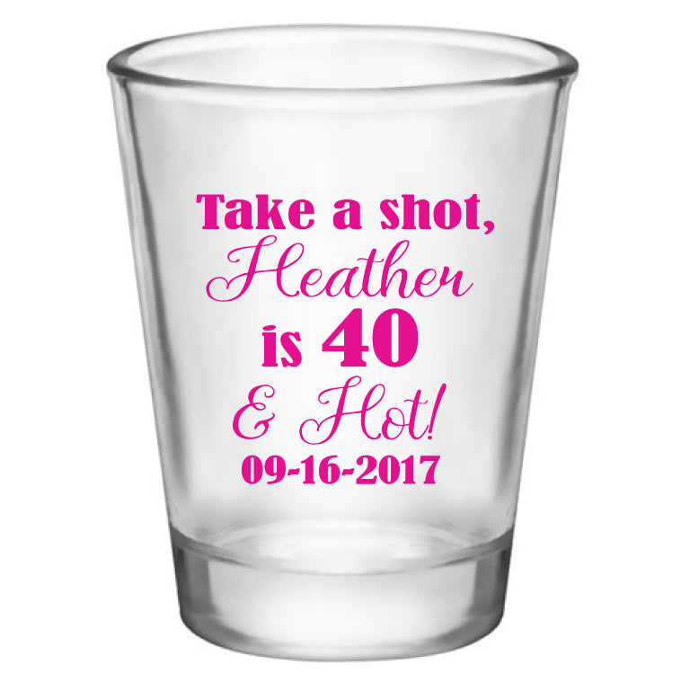 personalized birthday shot glasses, customized for any age birthday, personalized party favors