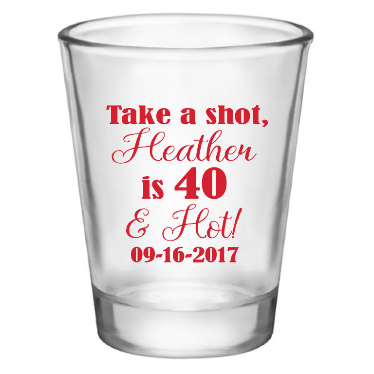 personalized birthday shot glasses, customized for any age birthday, personalized party favors