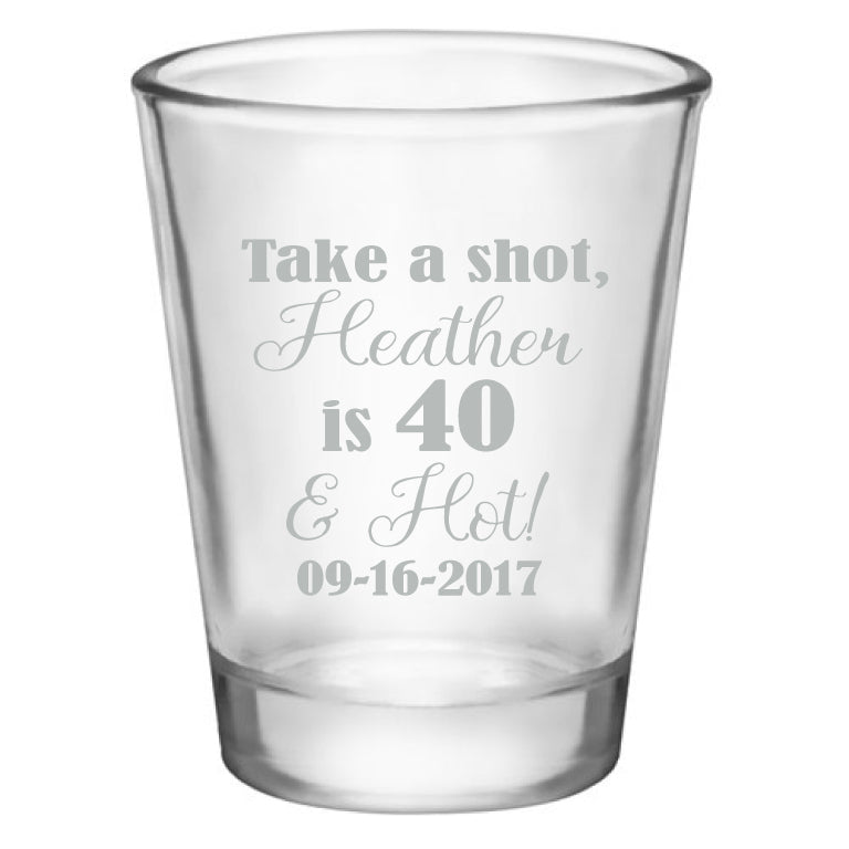 personalized birthday shot glasses, customized for any age birthday, personalized party favors