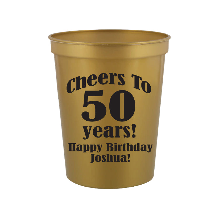 Personalized 50th birthday cups, cheers to 50 years cups