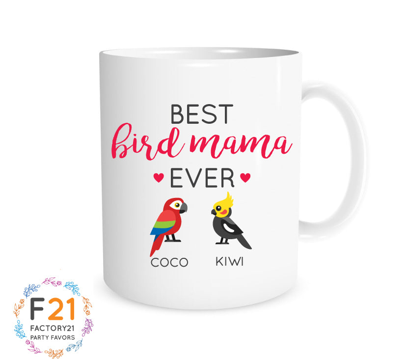 Personalized bird mom coffee mug