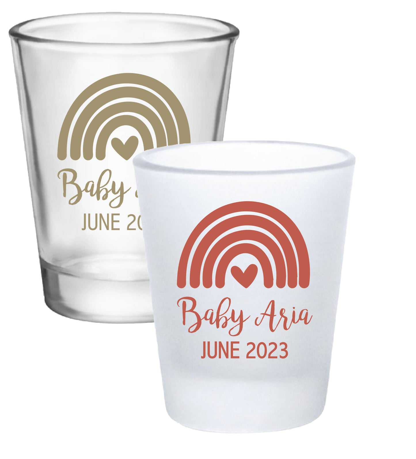 Boho Rainbow Baby Shower Shot Glasses