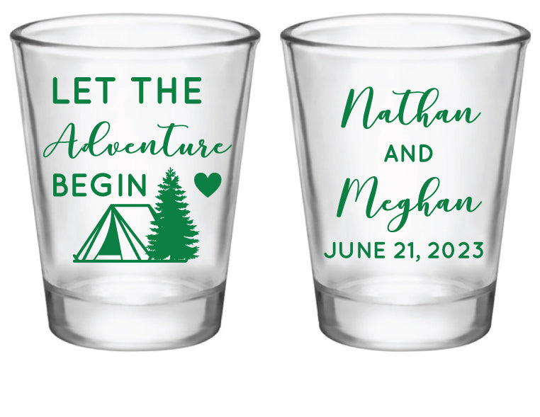 Camp wedding shot glasses