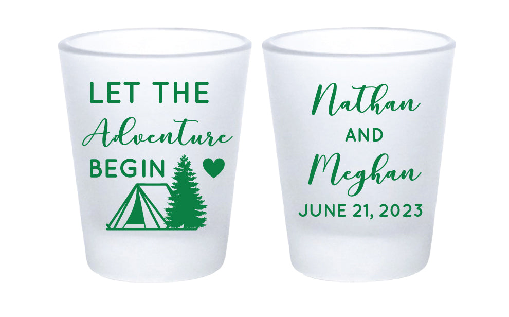 Camp wedding shot glasses