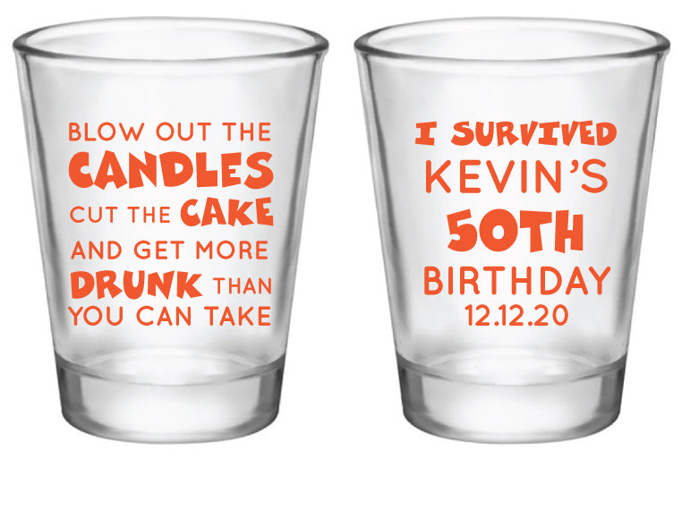 Personalized funny birthday shot glasses