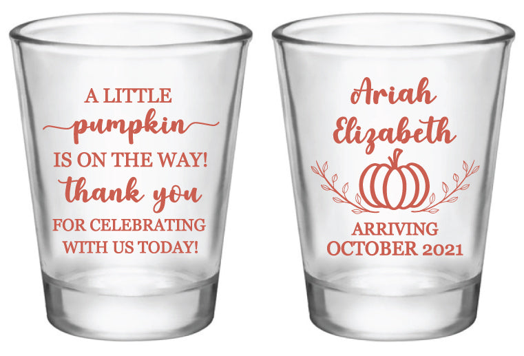 Little pumpkin baby shower shot glasses